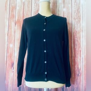 Women’s Medium Sweater Cardigan Banana Republic Black Stretch Cotton Button Down